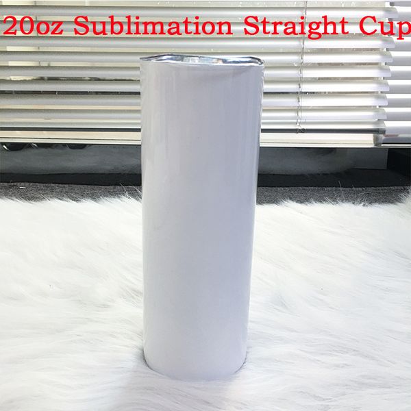 

2021 new 10pcs/lot 20oz white blanks straight ny tumbler portable double wall cup with lid sublimation coating for heat transfer ls9d