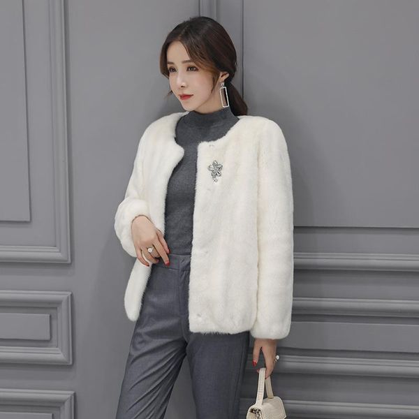 

women's fur & faux real mink autumn winter coat korean coats and jackets women clothes vintage jacket chaqueta mujer my1039, Black