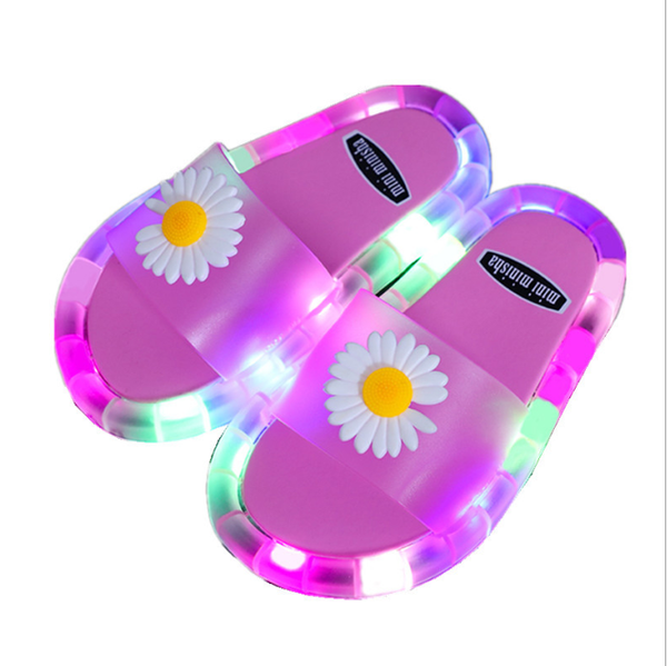 

slipper inner length 15-20cm summer luminous children slippers led flashing boy girl cartoon kids todder baby indoor swimming, Black;grey