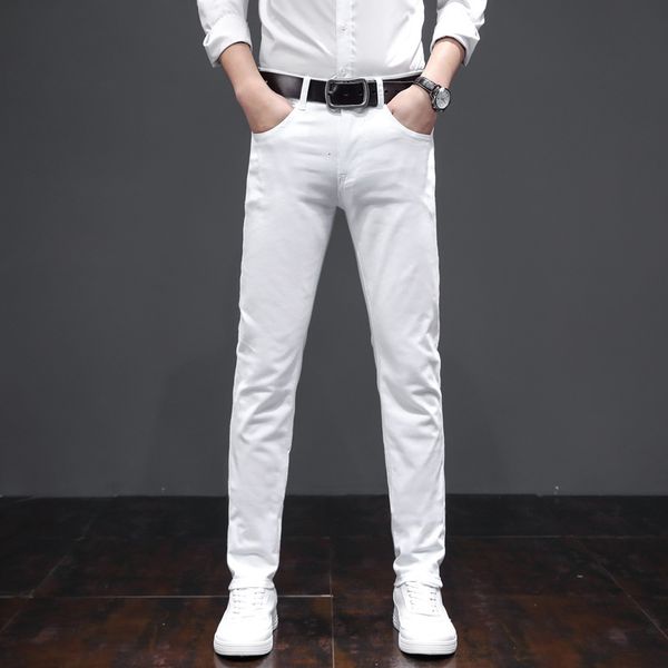 

fashion ny business white stretch jeans men potlood broek teener's hombre, Blue
