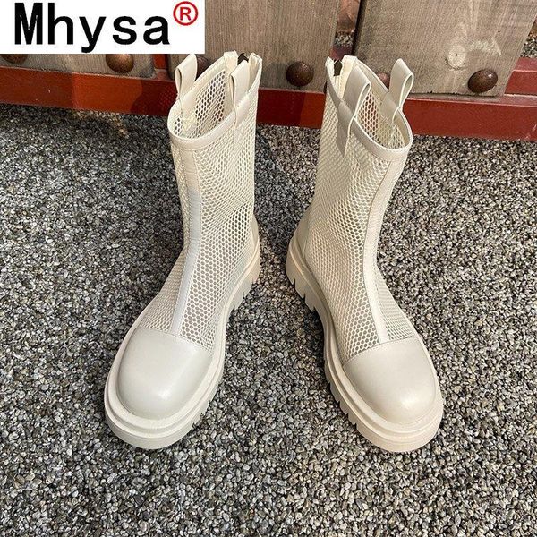 

sandals 2021 summer fashion breathable casual front zipper locomotive short boots women's mesh shoes thick-soled non-slip, Black