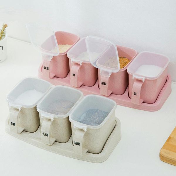 

storage bottles & jars independent mesh division plastic to flavor box pot suit household kitchen originality seasoning