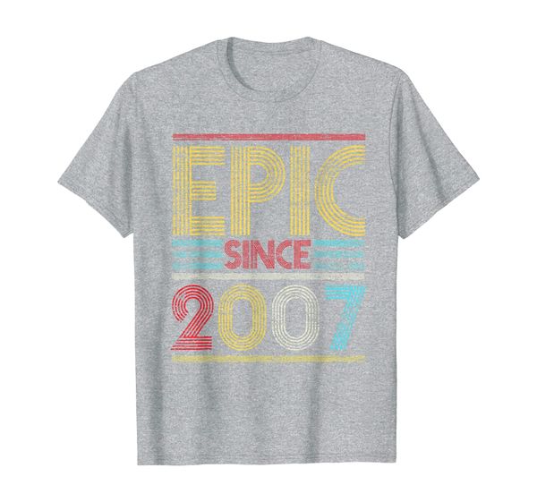 

epic since 2007 bday gifts 12th birthday t-shirt, White;black