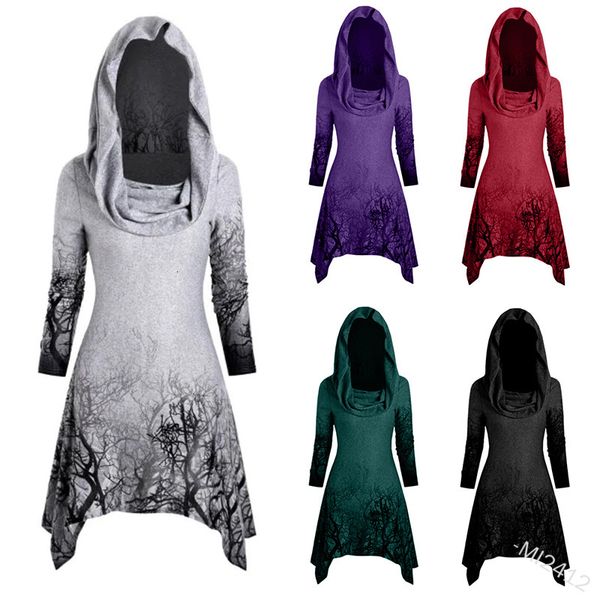 

2021 new black punk hooded irregular long sleeve sweater, Gray;blue