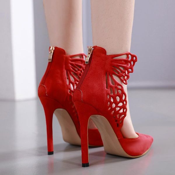 

dress shoes women sandals fashion pumps 11.5cm high heels flock pionted toe club wedding solid ladies party summer female, Black