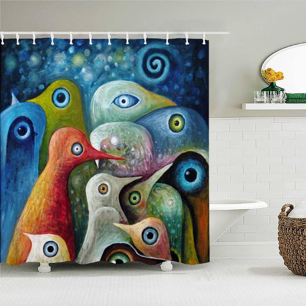 

shower curtains colorful birds printed fabric waterproof polyester bathroom curtain decor with 12 hooks