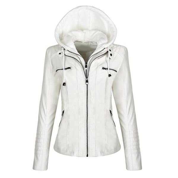 

women's jackets women fashion hooded leather jacket motorcycle coats street female winter lady casual slim fit solid color coat, Black;brown