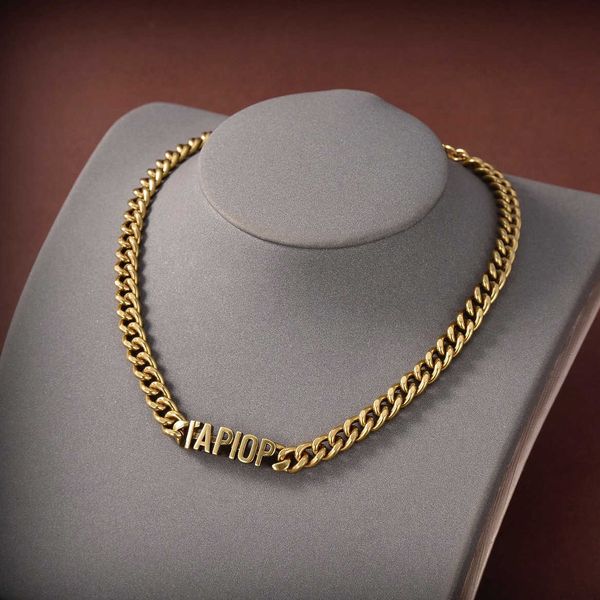 

fashion letters chain necklace chokers for mens lady women party wedding lovers gift engagement jewelry for bride with box, Silver