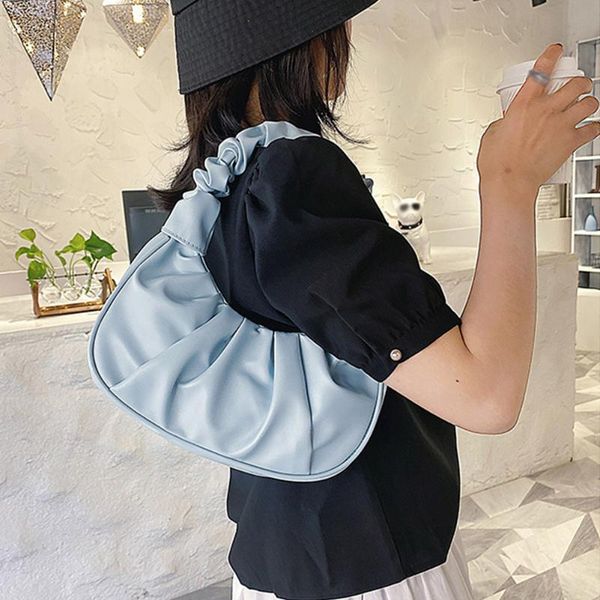 

evening bags women handle female tote small gifts shoulder bag folds design handbags travel fashion elegant clutch pu leather