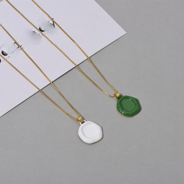 

pendant necklaces enamel drip glazed necklace 2021 green, Silver