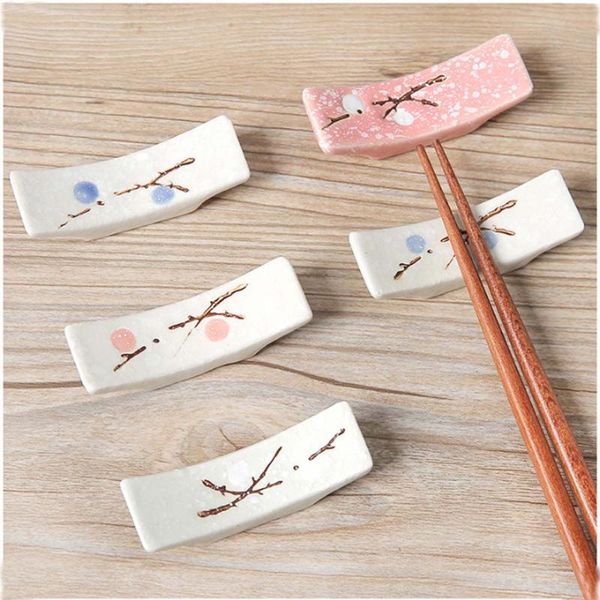 

chopsticks 1 pcs japanese style ceramic snowflake design holder spoon fork chopstick rest stand kitchen tools tableware