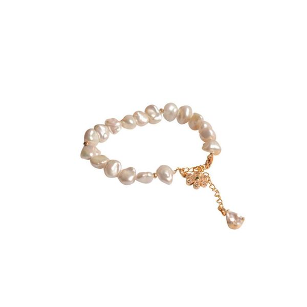 

vintage style baroque design natural freshwater pearl bracelet, Golden;silver