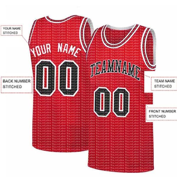 Benutzerdefiniertes DIY-DESIGN Chicago Irgendeine Nummer Jersey 00 Mesh-Basketball-Sweatshirt personalisierte Nähte Teamname und Nummer ROT WEISS Schwarz 99