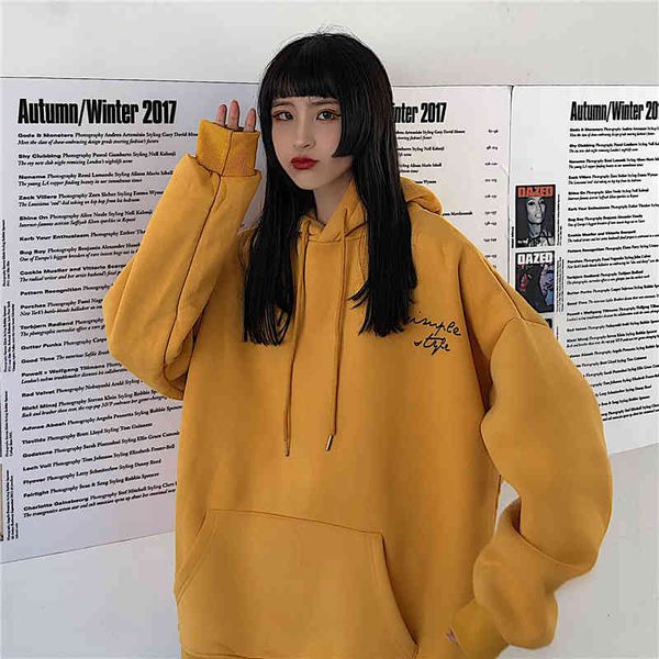 

women's hoodies & sweatshirts qnpqyx women's wool jacket autumn hoodies and winter ladies loose bf sakurata kawashima lazy wind in, Black
