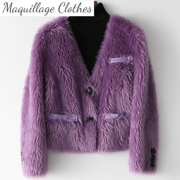 

women's fur & faux 2021 autumn winter eelegant v-neck wool jackets france style short coat c848, Black