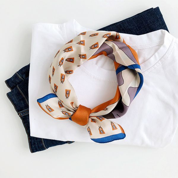 

silk scarves small square scarves women spring and autumn silk korean thin and versatile mulberry silk sun protection decorative scarves net, Blue;gray