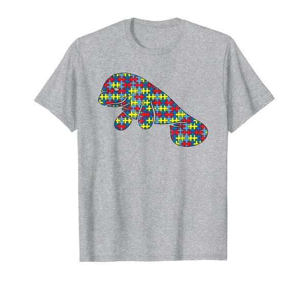

dugong autism awareness kids manatee puzzle day mom gift t-shirt, White;black