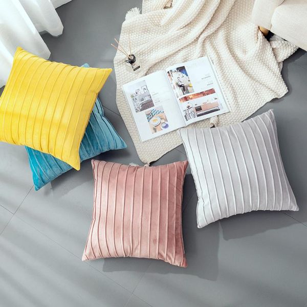 

pillow case nordic ins velvet embossed sofa pillowcase decorative car soft short plush cushion cover blue pink gray throw