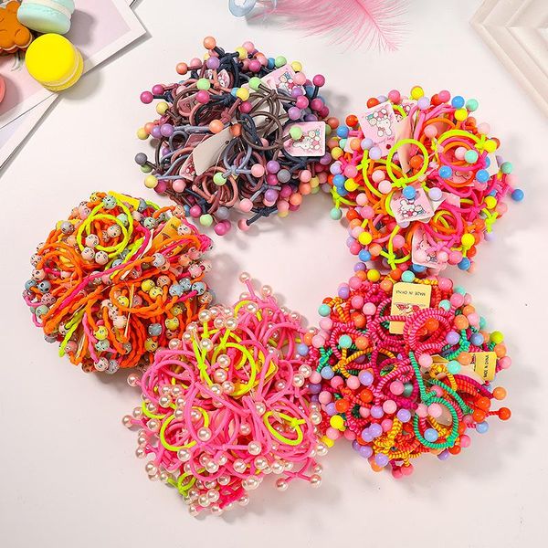 

hair accessories 20pc/10pc/8pc lovely candy color pearl nylon beaded tie girl baby children, Slivery;white
