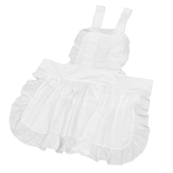 

aprons pure cotton for girls vintage retro waitress apron cooking (white)