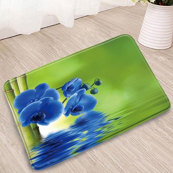 

bath mats flowers bathroom mat zen stone green leaves colorful phalaenopsis pink purple doorway kitchen balcony vintage non-slip rug