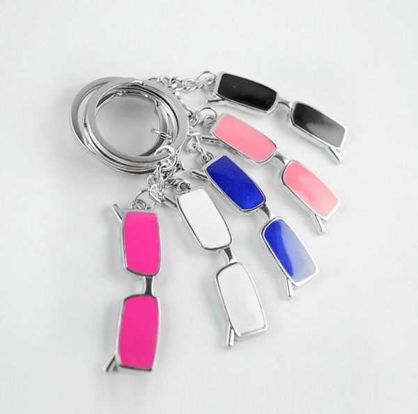 

simulation of glasses metal key chain creative fashion gifts keychain mixed, Slivery;golden