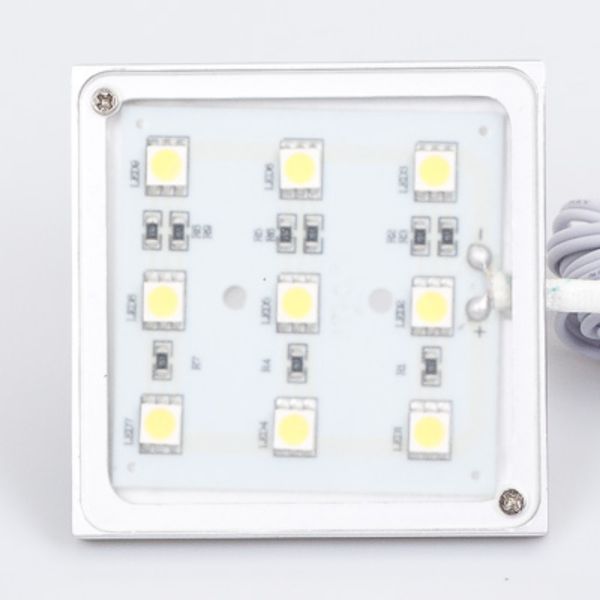 Slim LED Cabinet Light Mini Squre Unterkabinett Spotlight 12VDC SMD 5050 9LEDS Aluminiumgehäuse Akzent Licht im Küchenausstellungsraum 2.5m Drahtkabel