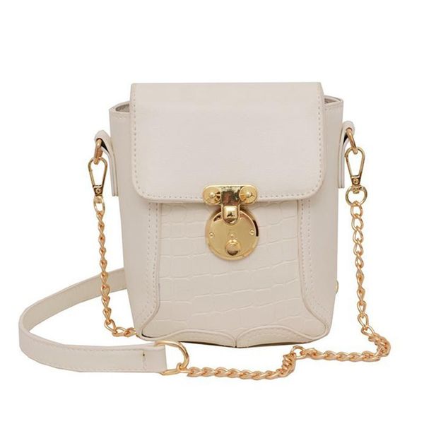 

cross body women shoulder bag small fashion ladies crossbody for cell phone simple youth chain square pu leather white with lock
