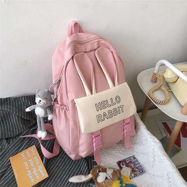 

backpack large capacity waterproof shoulder bags for women 2021 cute school kawaii ears soft girls nylon backpacks