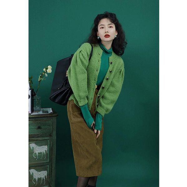 

women's vests retro sweater coat for women autumn loose outer wear fashionable all-matching cardigan thick, Black;white