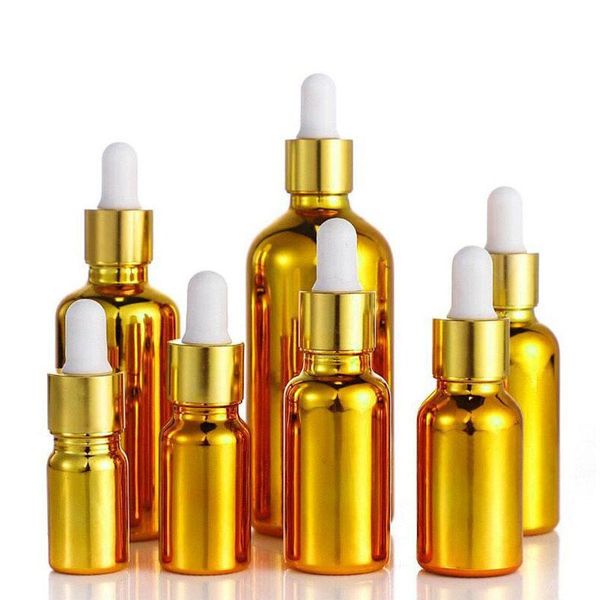 

storage bottles & jars 10 x 10ml 20ml 30ml 50ml 100ml essential oil travel portable gold painting glass with dropper for liquid reagent pipe