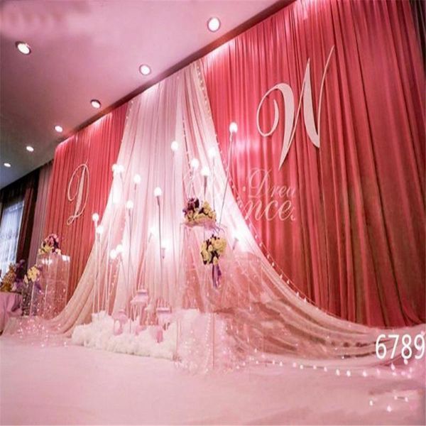 

party decoration 3mx6m multiple colour ice silk stage background with swag wedding