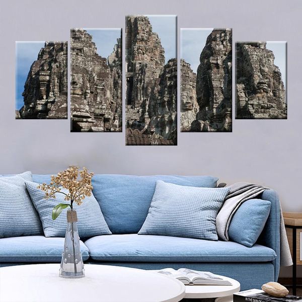 

modern hd print 5 panel wall art cambodia angkor wat buddha landscape poster living room decoration mural