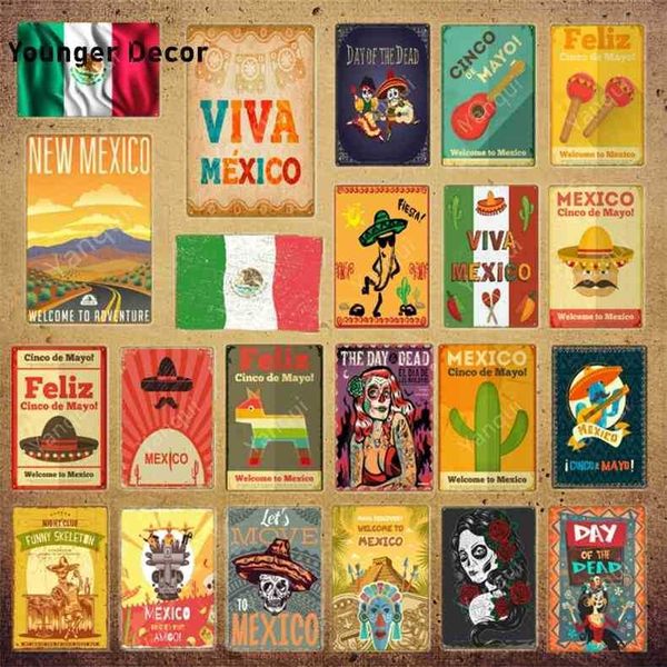 

mexican travel poster mexico flag metal tin signs feliz cinco de mayo maya viva wall sticker bar pub club home decor yi-173