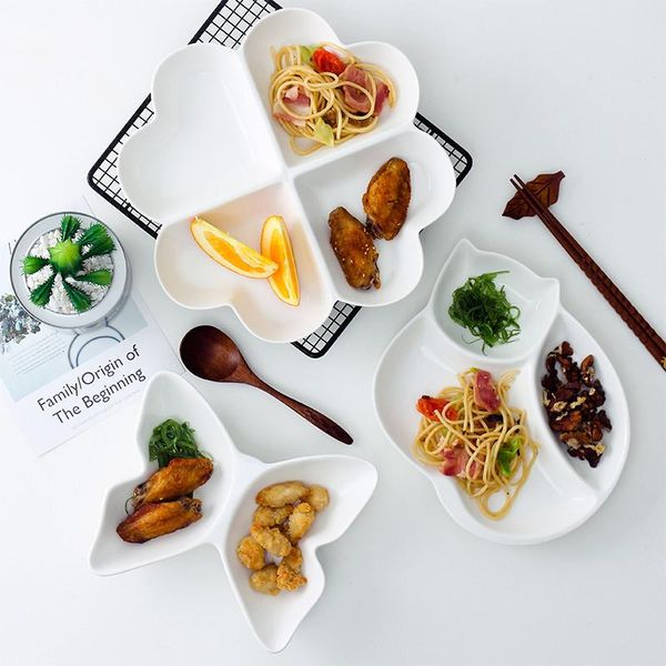 

storage bottles & jars pure white ceramic creative cat children's dinner plate butterfly snack nut compartment dried fruit