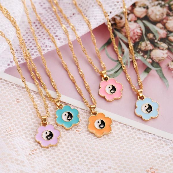 

pendant necklaces fashion heart couple necklace for women 2021 colorful love chain korean jewelry lovers, Silver