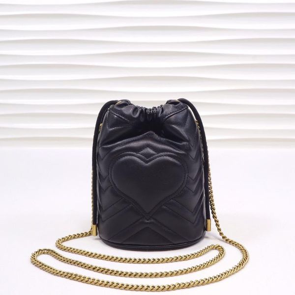 

luxury mini bucket women's bag leather fashionable women's messenger heart shape suture chain shoulder bag