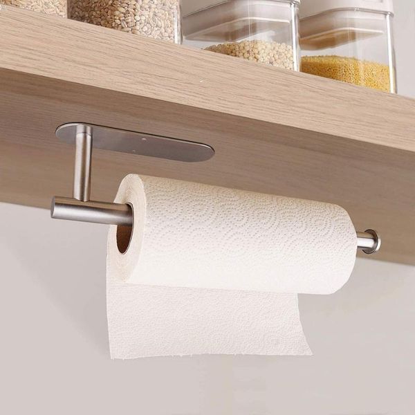 Porta carta igienica Porta asciugamani autoadesivo Portarotolo da cucina in acciaio inossidabile Accessori per il bagno