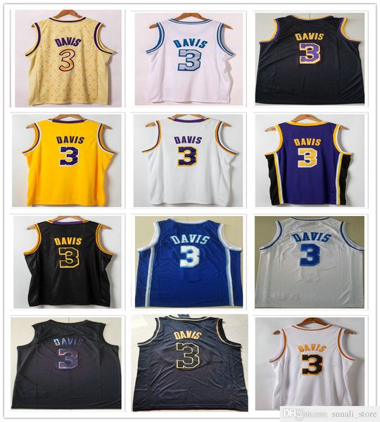 

stitched men anthony 3 davis jerseys 2021 new city black yellow purple white blue basketball college shirts fast shipping sewn embroidery, Black;red