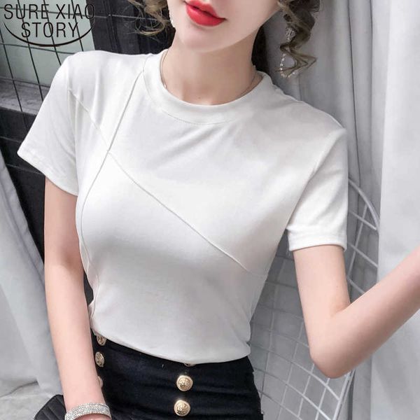 

simple solid short sleeve t-shirts summer plus size women fashion clothing slim fit summer tees blusas tshirt 13628 210528, White