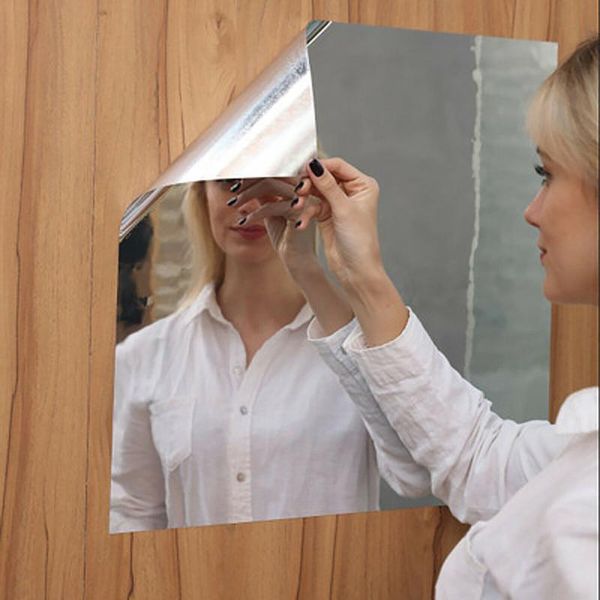 Наклейки на стену 50 * 200см Зеркальная наклейка квадратный самоклеящийся акриловые плитки для спальни ванной комнаты домашнего декора росписи