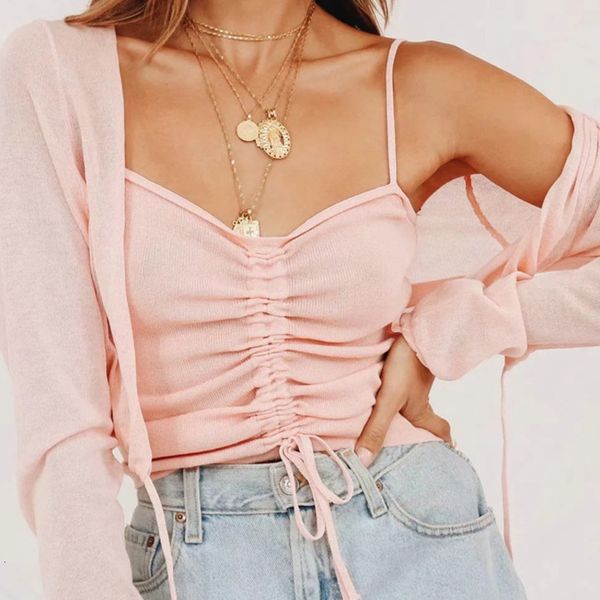 

2021 New Trend Summer Casual Solid Color with Short Suspend Thin Female Shirt Necklace L7if, White