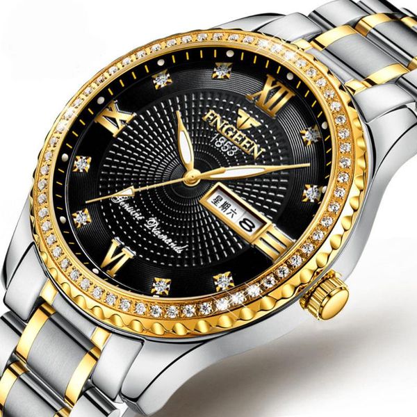 

wristwatches mens quartz watch man military steel dual display calendar week date waterproof drop wholesale, Slivery;brown