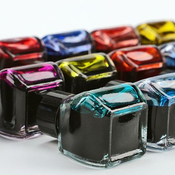 

30ml bottled glass smooth writing fountain pen ink refill school student stationery office supplies 16 colors k9fc pens