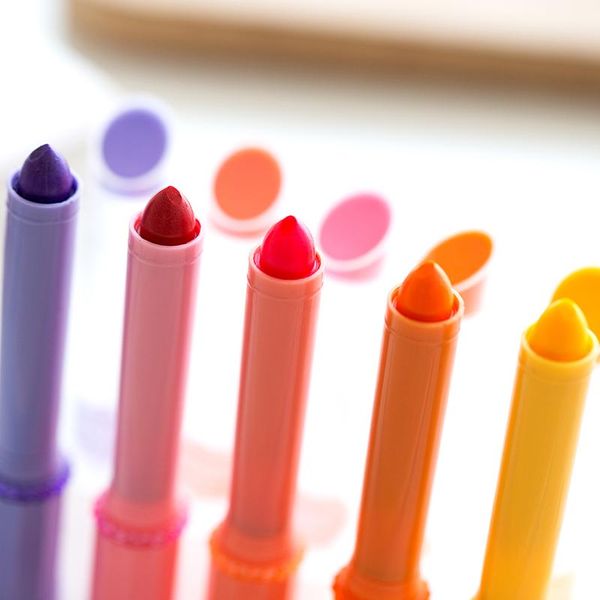 

highlighters 30 pcs/lot mini lipstick highlighter color marker pen set candy gel fluorescent highlight stationery office school supplies, Black;red