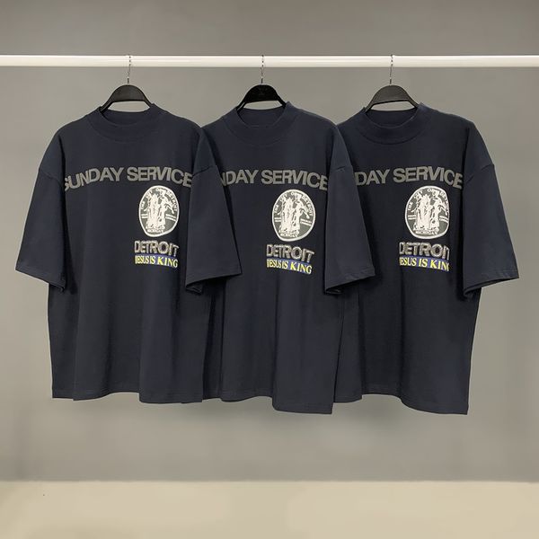 

2021 new ss foaming printing jesus is king t shirt men women navy blue kanye west sunday service t-shirts tee t8xw, White