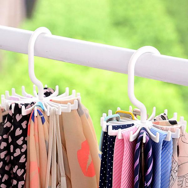 

hangers & racks 1pcs storage tools multifunction 18 hooks space saving neck tie hanger plastic for household 360Â° rotating belt rack