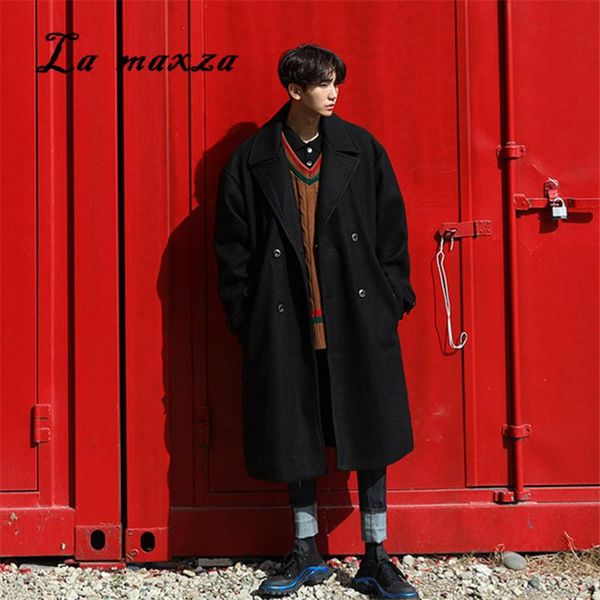 

men's wool & blends korean style loose womens coat fashion plus size 2021 arrival long overcoats, Black