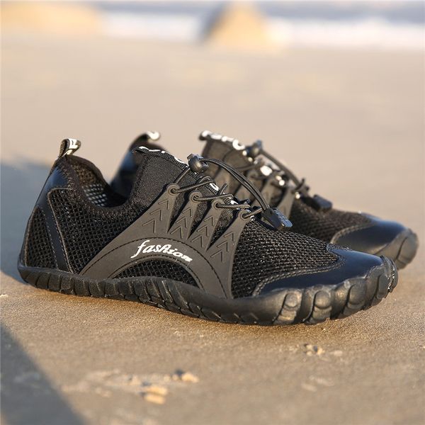 

new men women fashion water shoesswimming shoes solid color summer aqua beach shoes socks seaside sneaker slippers for men, Black