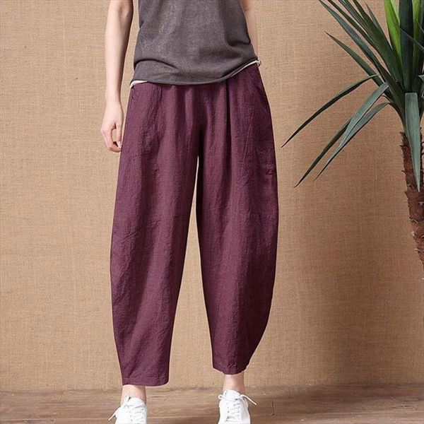 

ropa de mujer algodn women pants pantalones cintura elstica clsicos seora loose casuales talla grande, Black;white